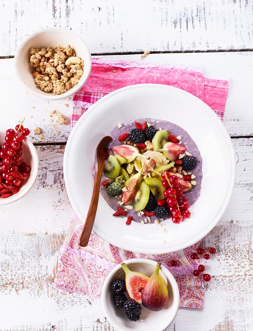 A superfood bowl with fresh fruit