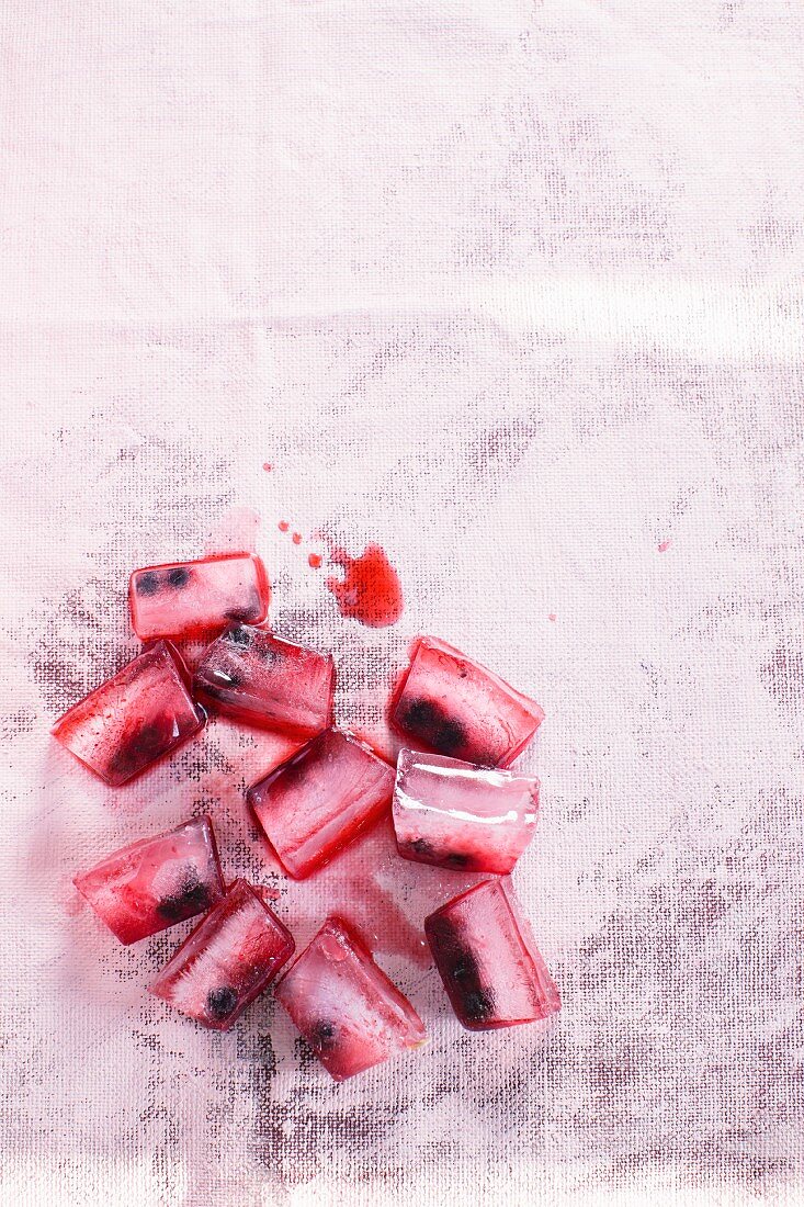 Ice cubes with currants