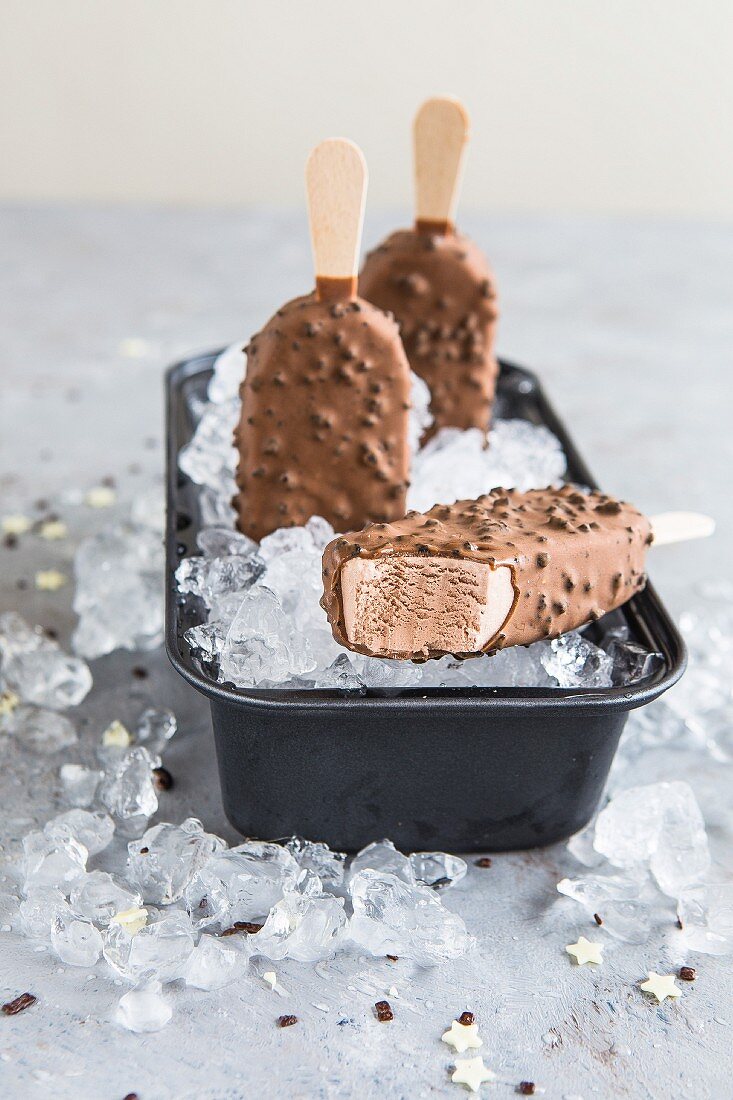 Ice cream brownie popsicles