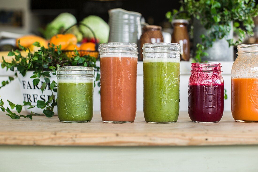 A juice bar with fresh cold pressed juices