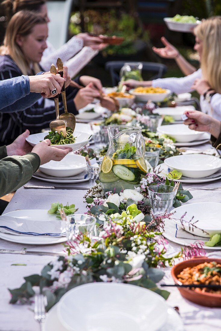 A table laid for lunch in the garden