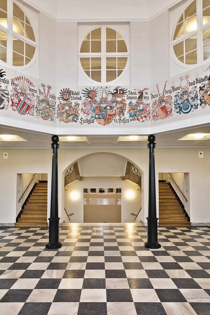 The 'Wappensaal' (Coat of Arms Hall) in the Hessian State Museum in Kassel, Hesse, Germany