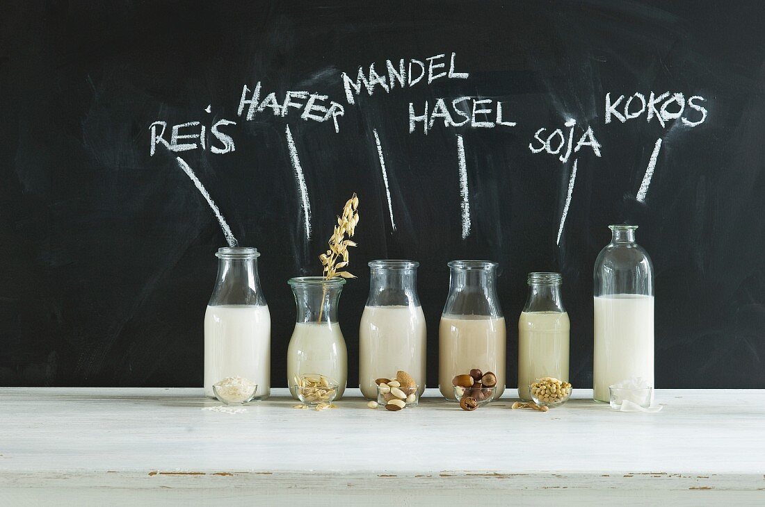 Veganer Milchersatz (Reisdrink, Haferdrink, Mandeldrink, Haselnussdrink, Sojadrink, Kokosmilch)