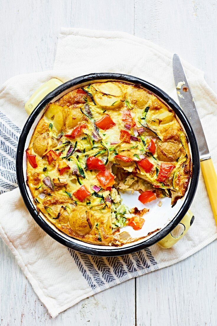 Frittata mit Zucchini, Kartoffeln und Paprika