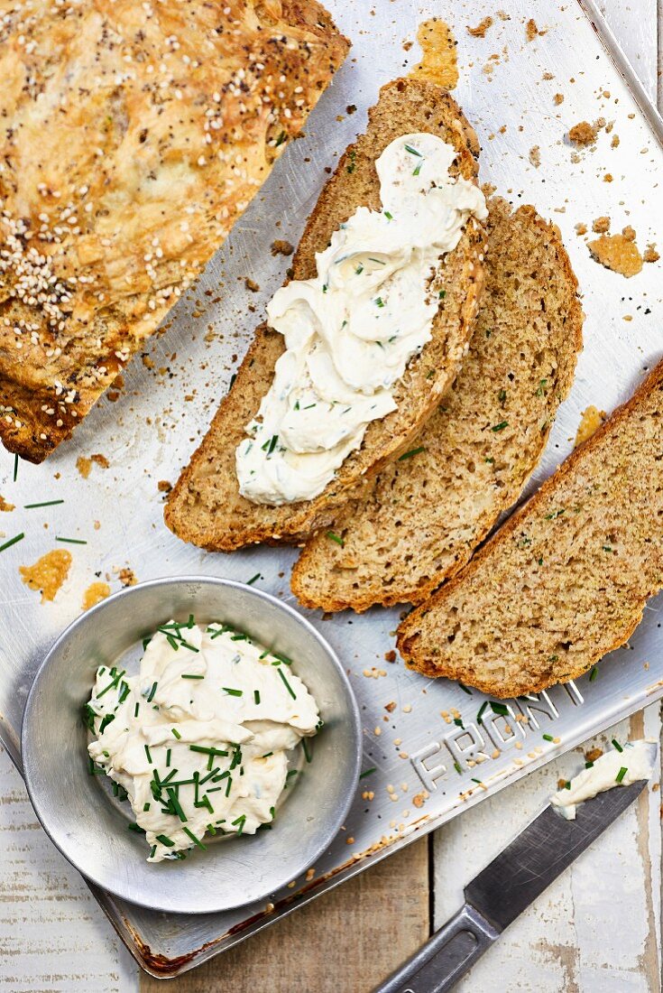 Soda bread with a chive dip