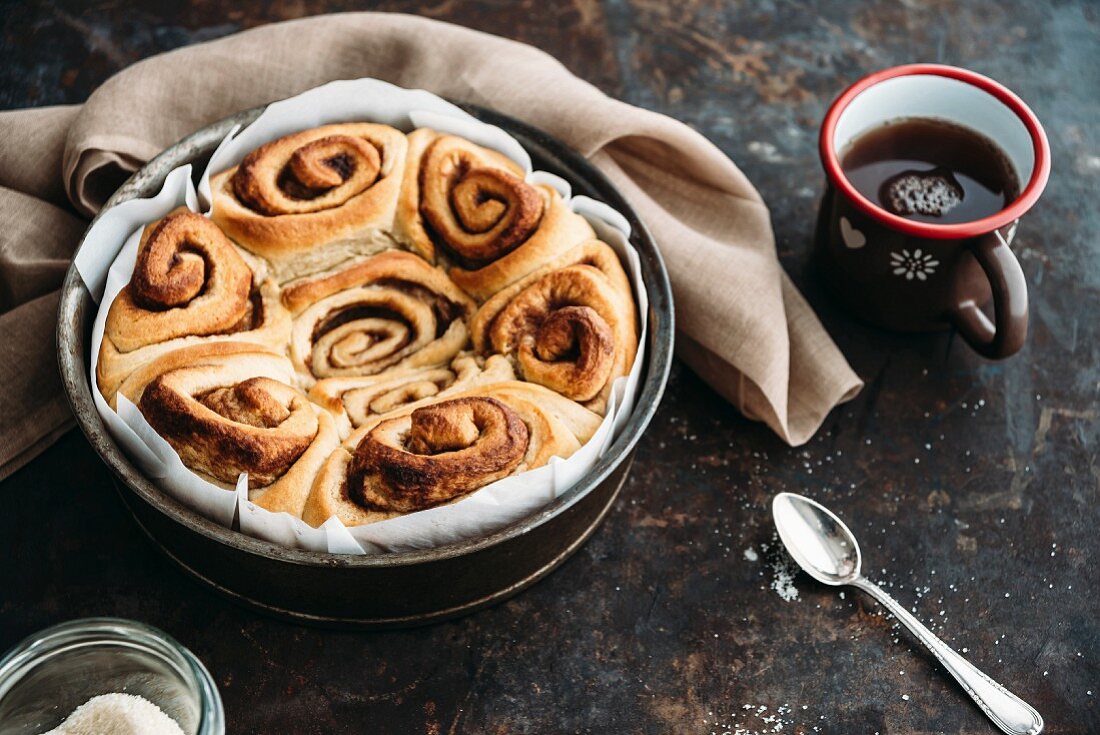 Home-baked cinnamon roll cake