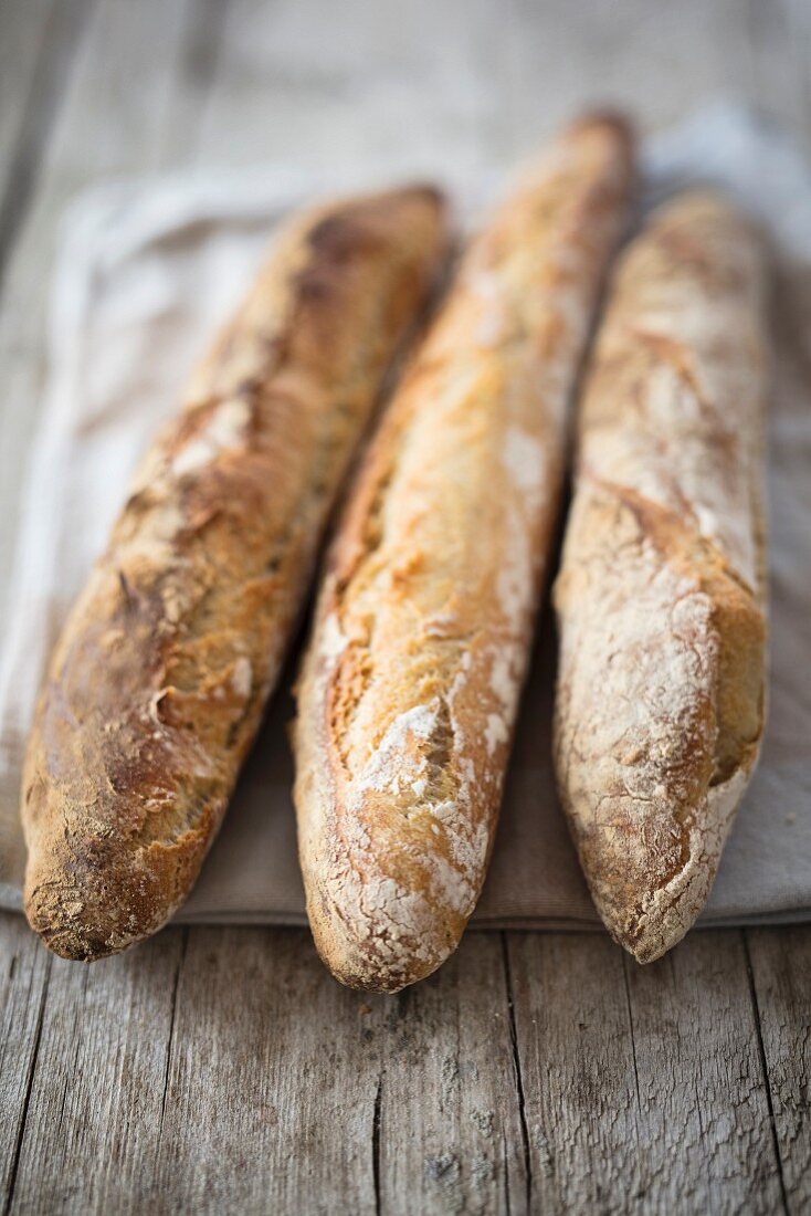 Three french baguettes