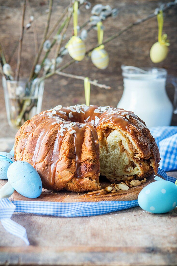 Easter cake (Babka) with a nut filling