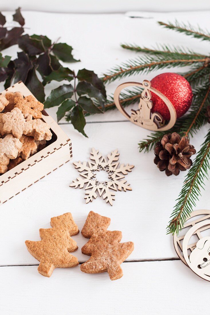 Tree shaped gingerbread cookies for Christmas