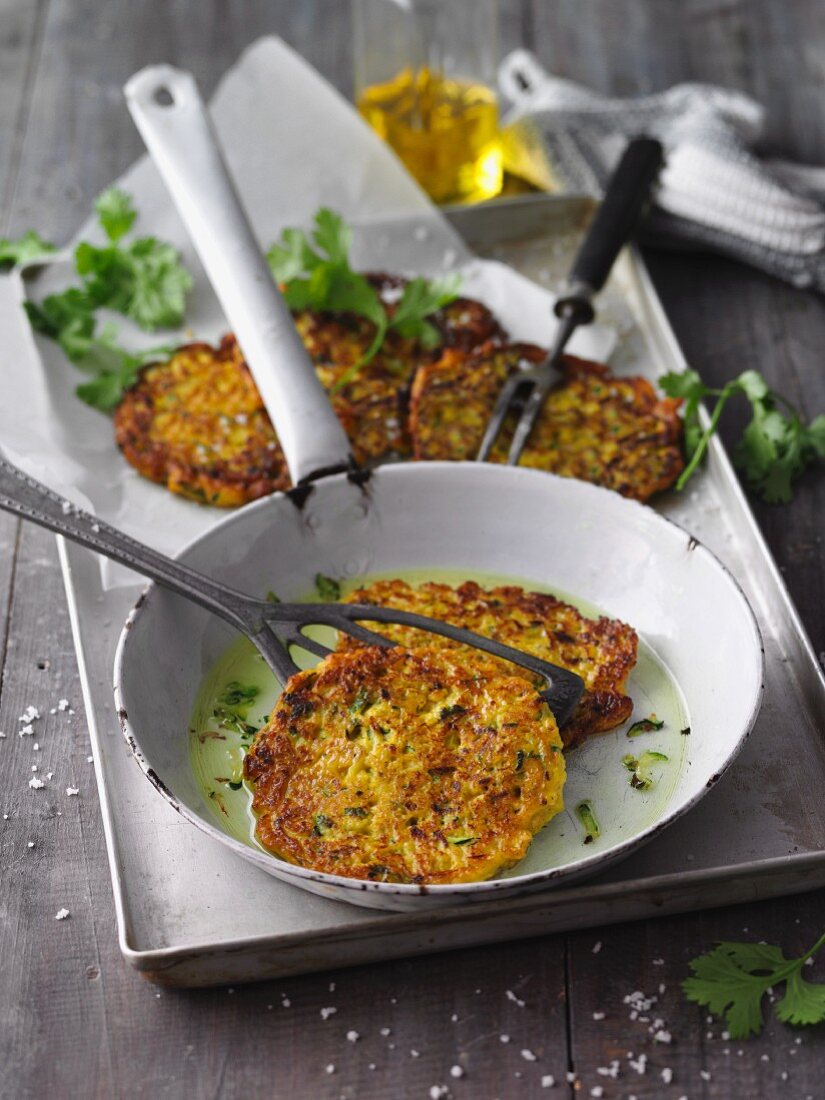 Vegan mung bean and courgette frittatas with hemp seeds