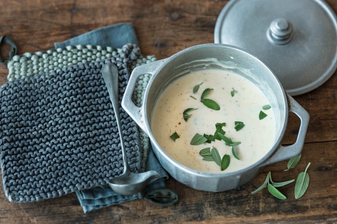 A creamy cheese sauce with sage