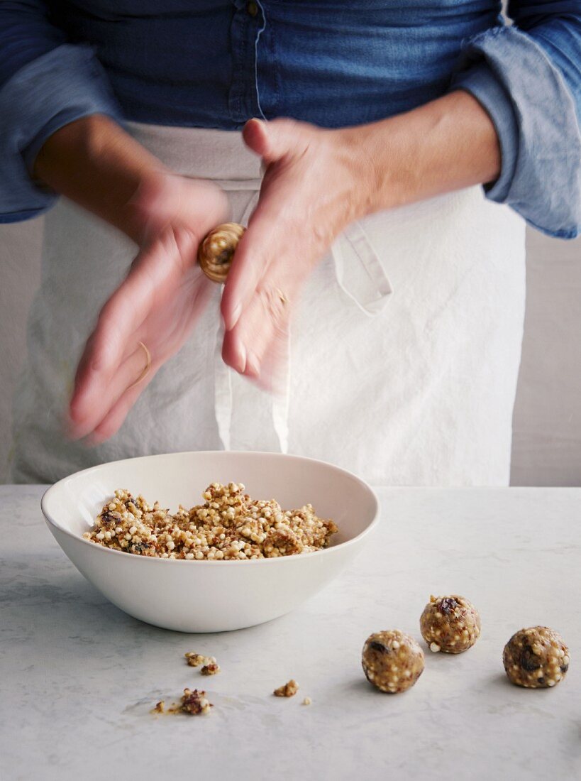 Spicy ginger and date energy balls with cranberries