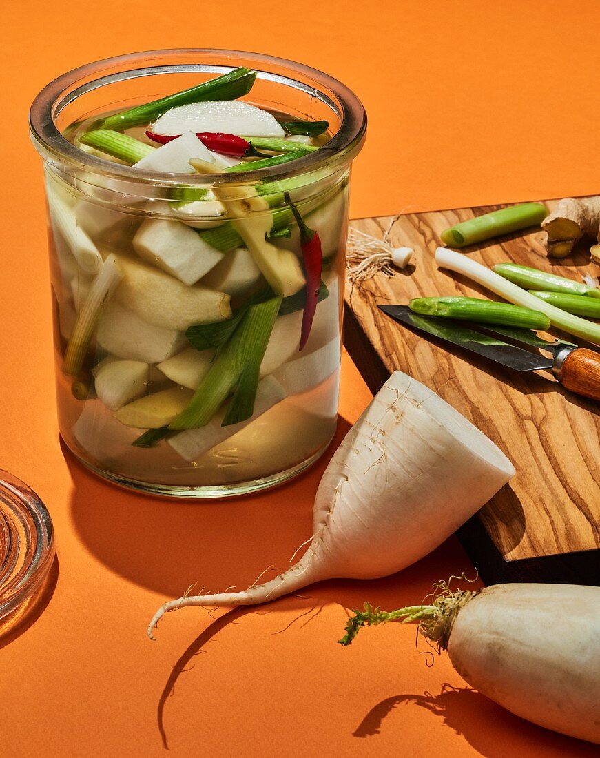 Dongchimi (radish, water and kimchi, Korea)