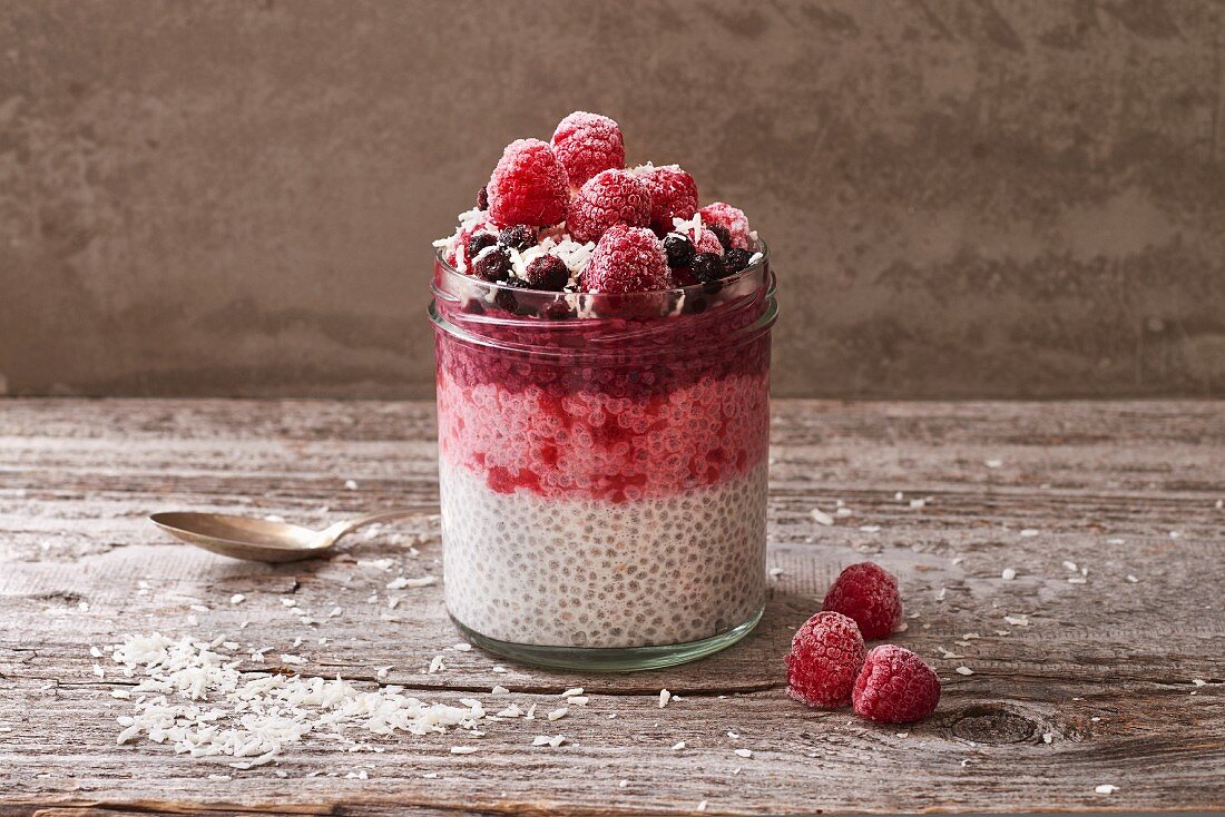 Chia seed pudding with berries