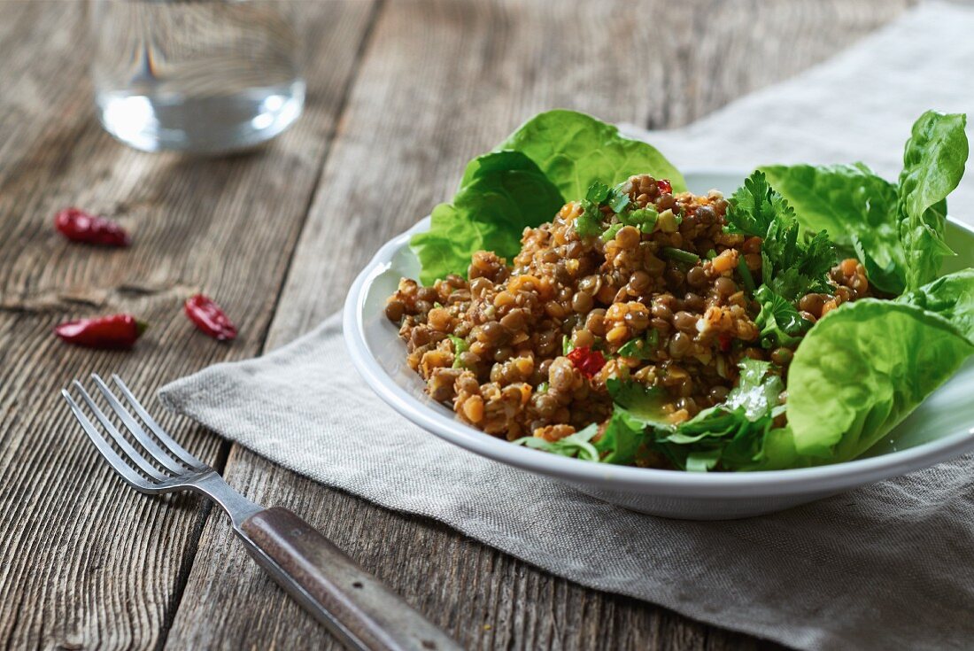 Linsensalat mit Koriandergrün