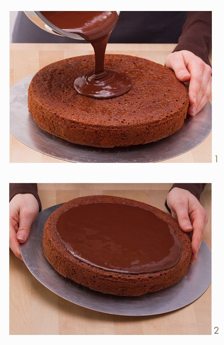 How to coat a chocolate sponge cake with couverture