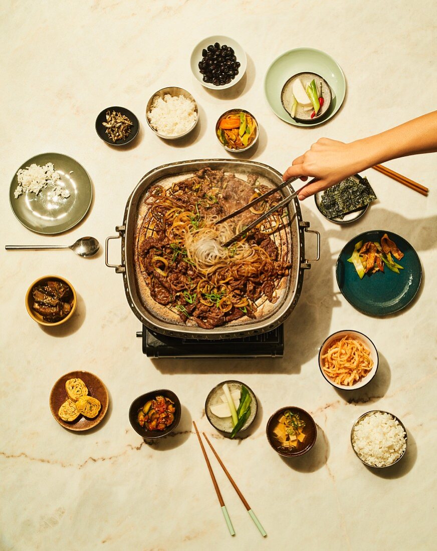 So bulgogi - marinated beef with glass noodles (Korea)