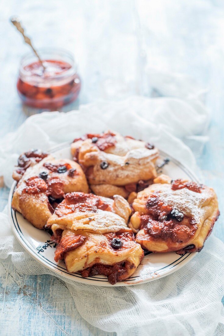 Homemade pastries with berry jam
