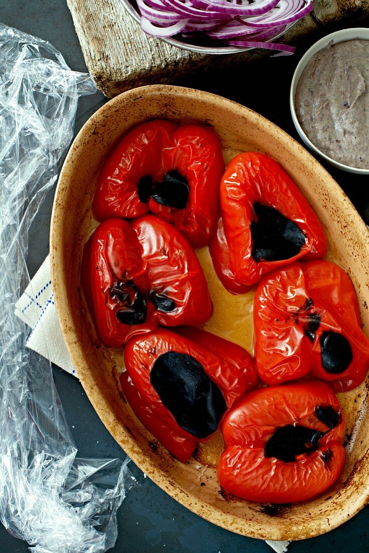 Grilled red peppers