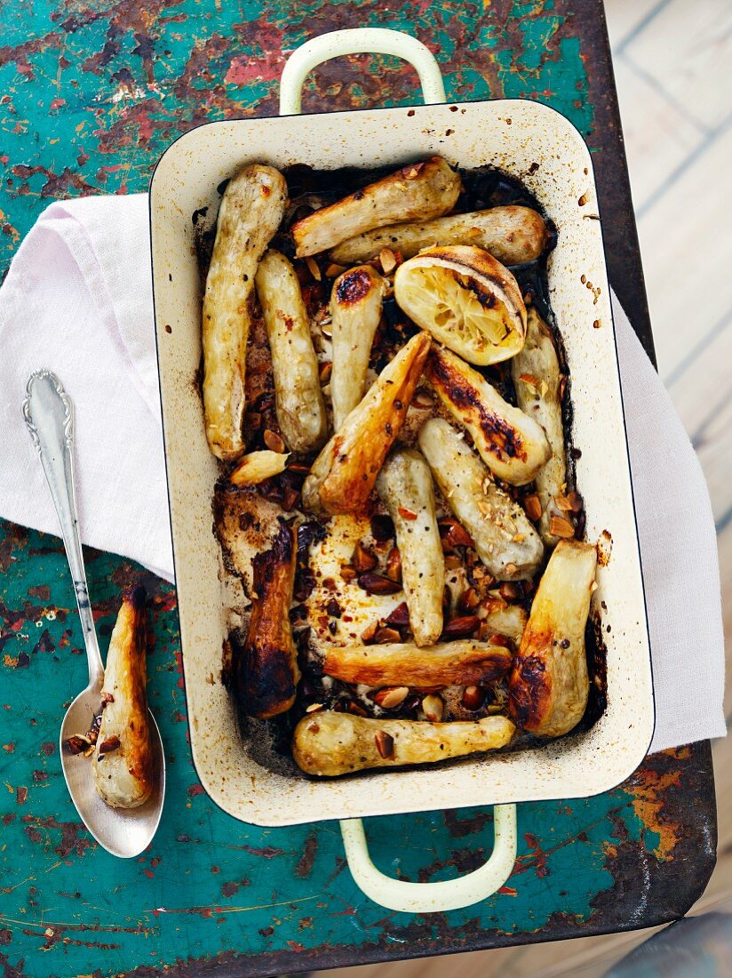 Baked Jerusalem artichokes with lemon