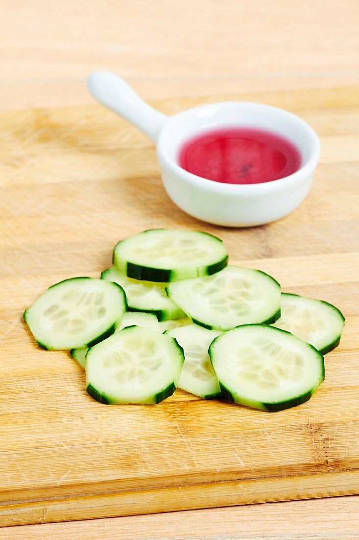 Cucumber slices with Umeboshi sauce (Japan)