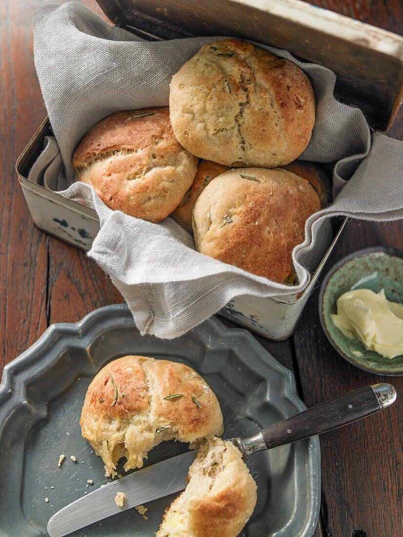 Potato bread rolls with rosemary