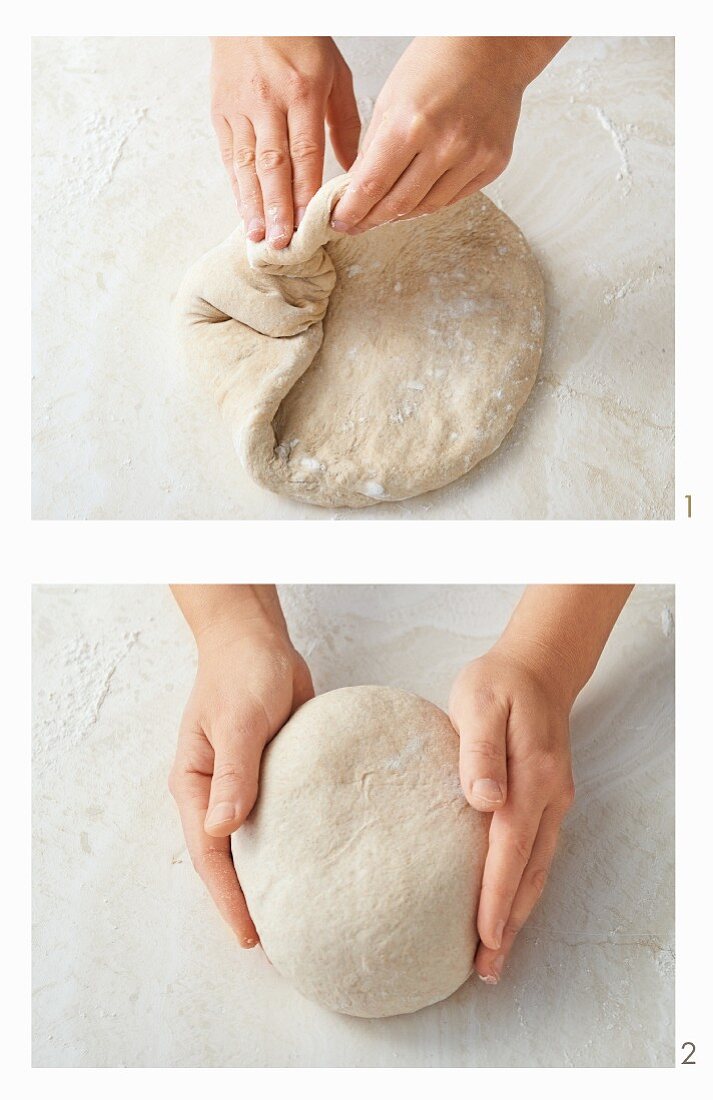 Folding and shaping bread dough