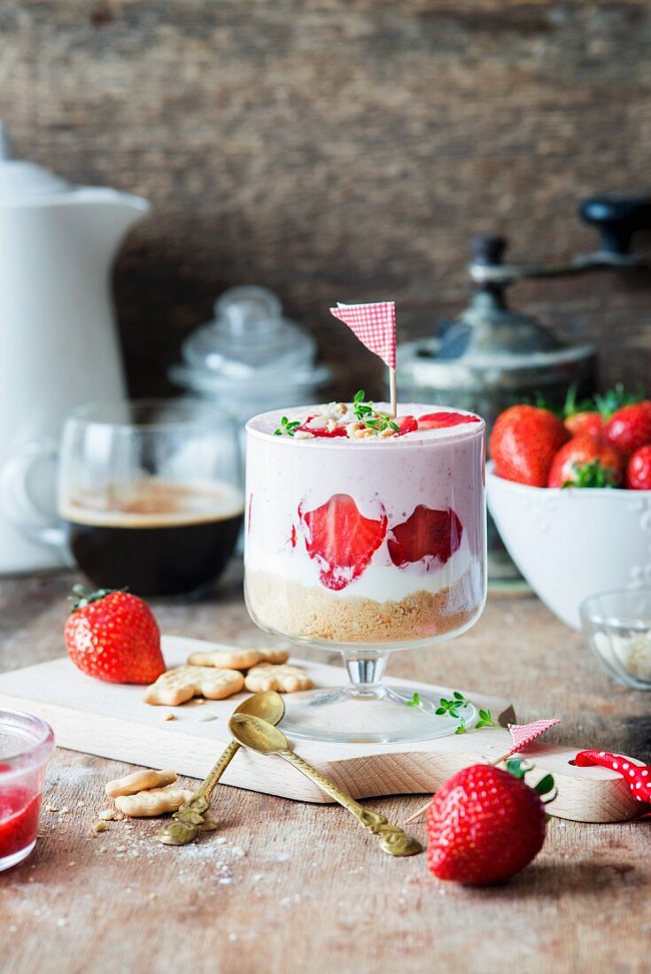 Strawberry cheesecake in a glass
