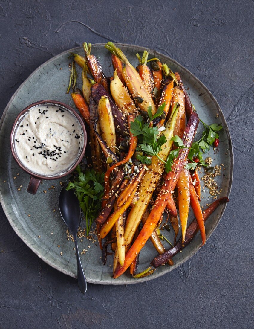 Colourful carrots with bean puree