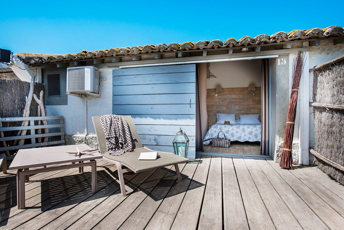 Rustic terrace outside Mediterranean holiday cottage