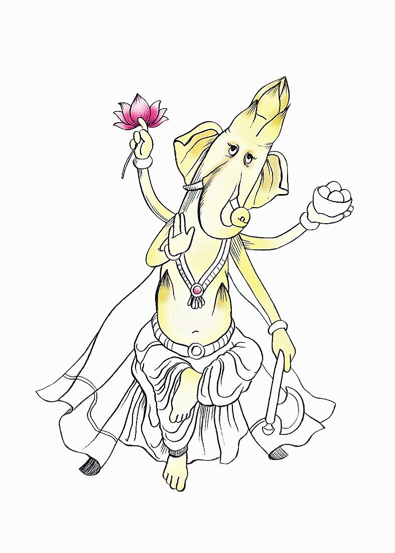 Asparagus as a Ganesha (illustration)