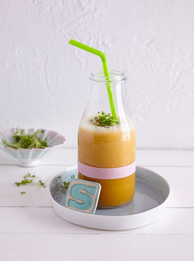 A pointed cabbage and carrot smoothie with cress - 'Early Spring Slaw'