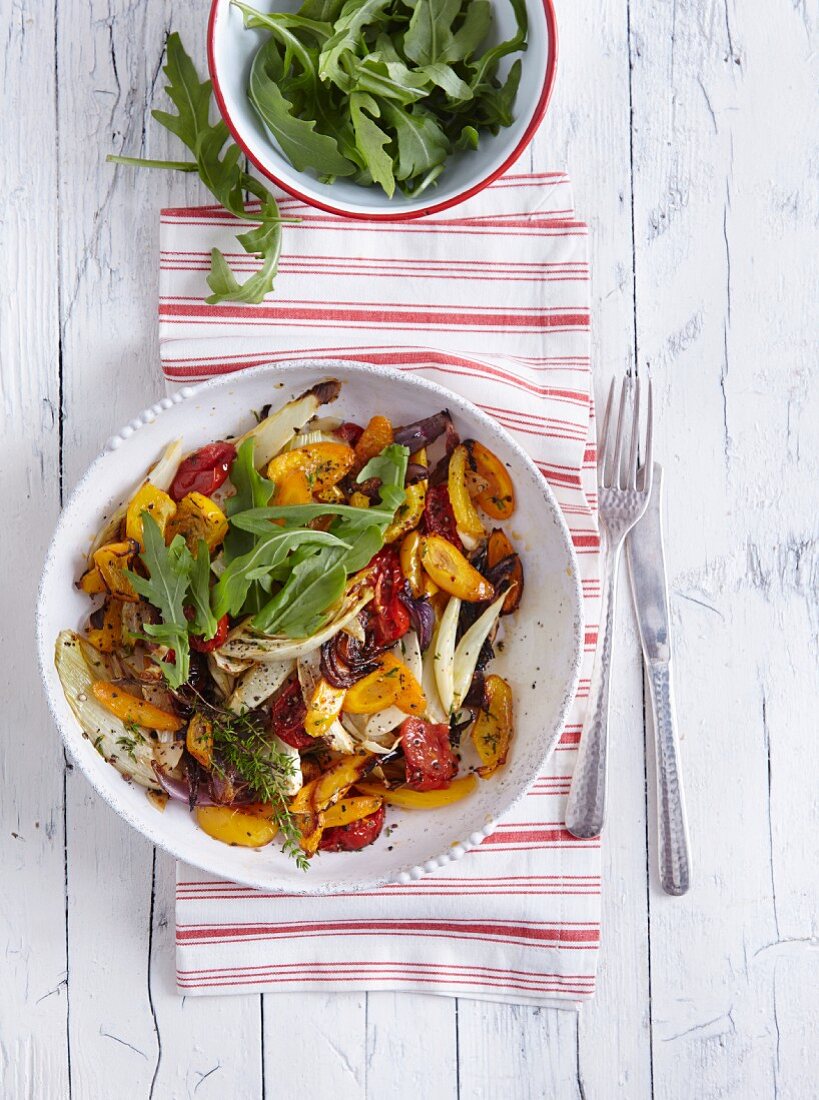 A roasted vegetable salad (peppers, fennel, carrot and tomatoes) - 'Hot Summer'