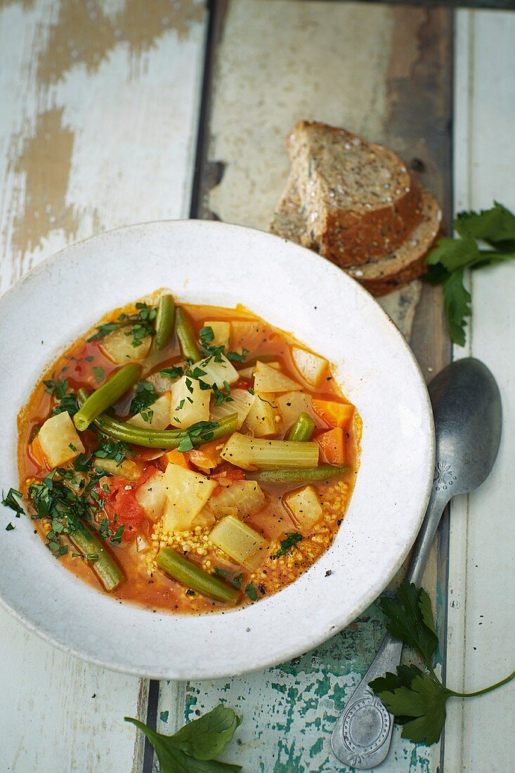 Bean minestrone with fennel and millet