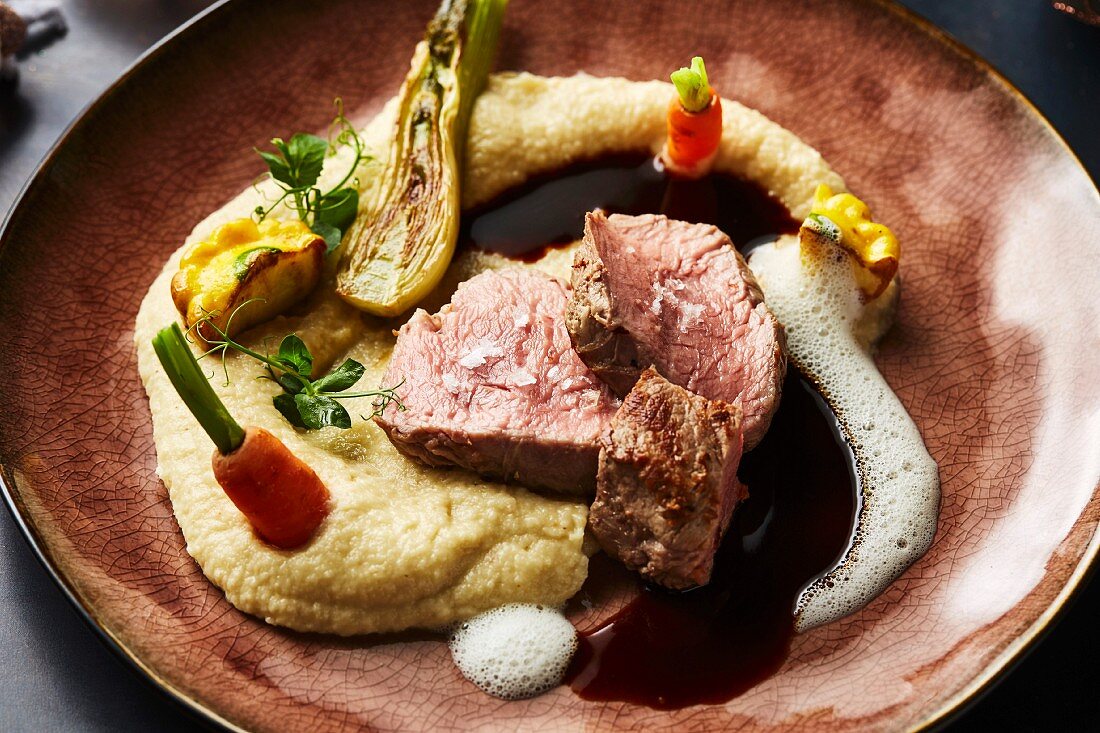 A veal fillet with cauliflower puree