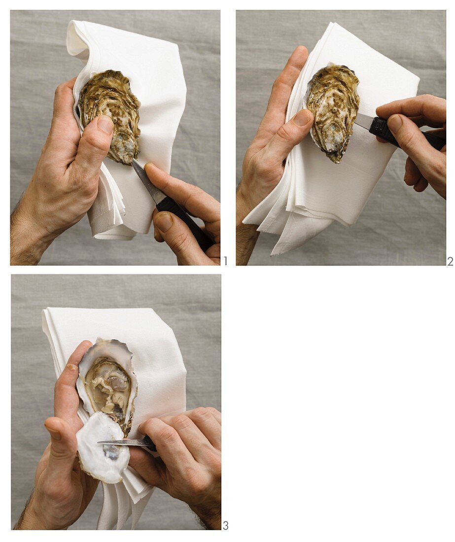 An oyster being opened