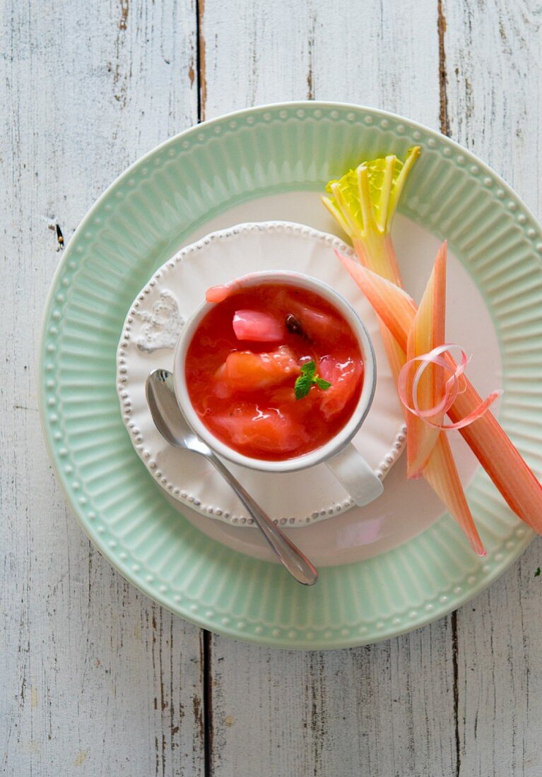 Rhubarb compote in a cup