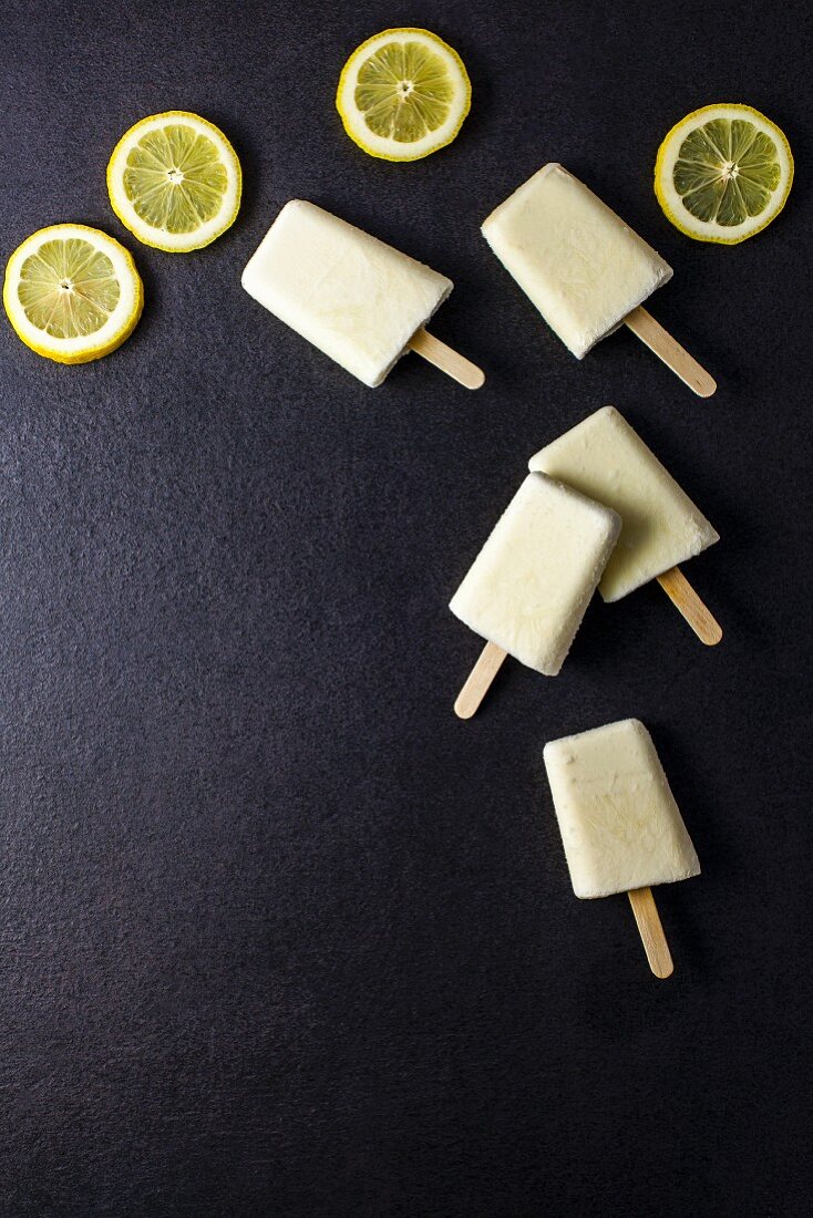 Sgroppino ice lollies on sticks