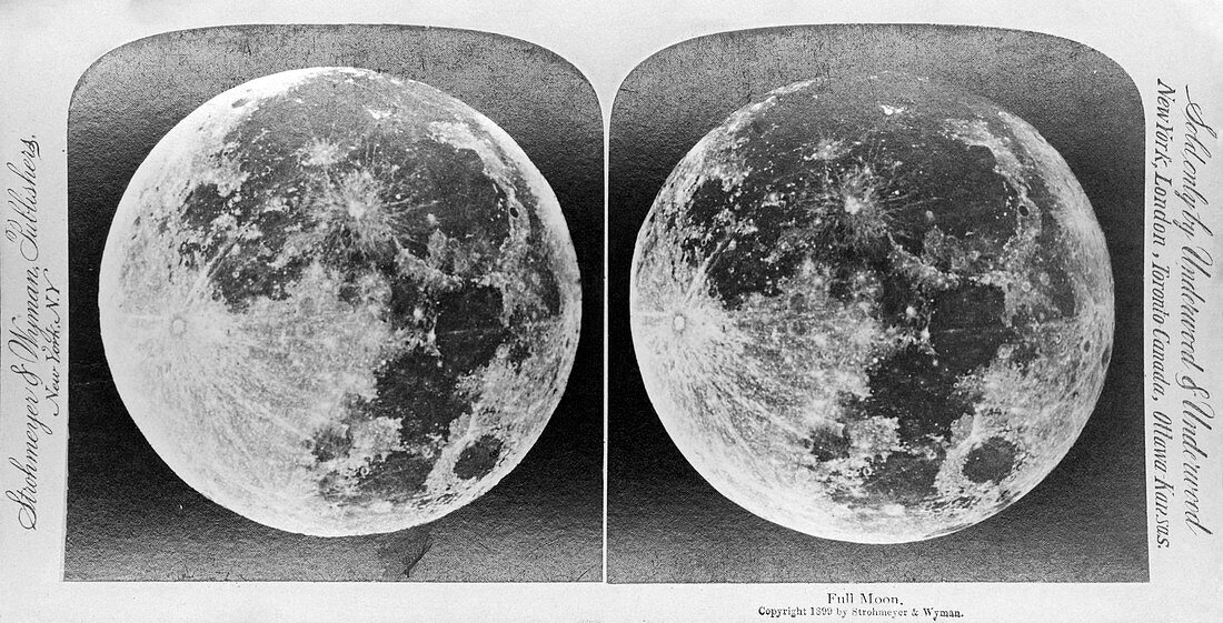 Full Moon circa 1899, stereoscopic card