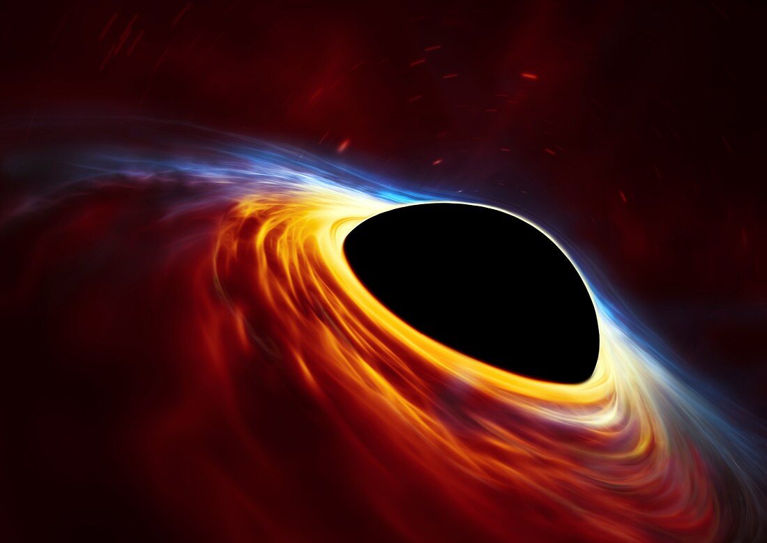 Supermassive black hole and accretion disc, illustration