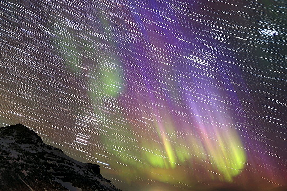 Aurora borealis, time-exposure image