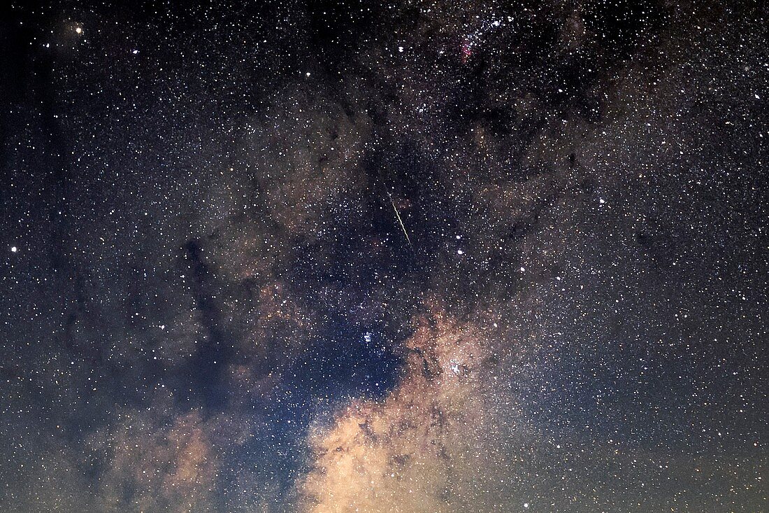 Milky Way and meteor trail