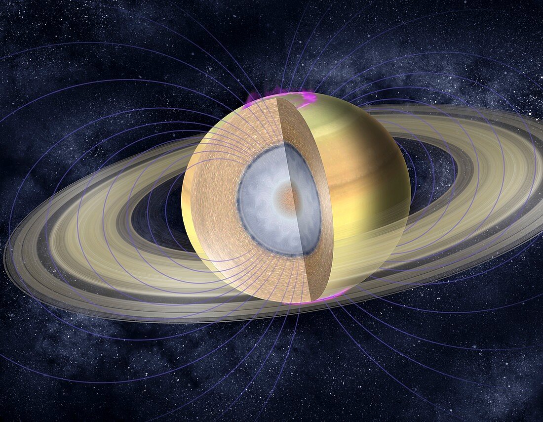 Saturn interior, cutaway illustration
