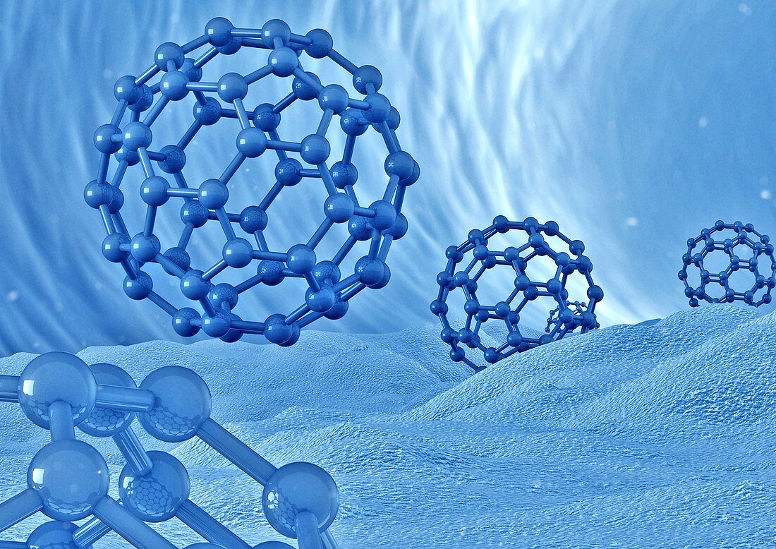 Fullerene molecules, illustration