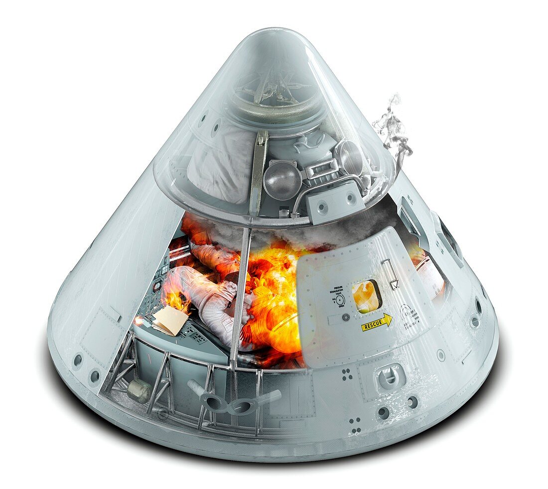 Apollo 1 command module fire, illustration