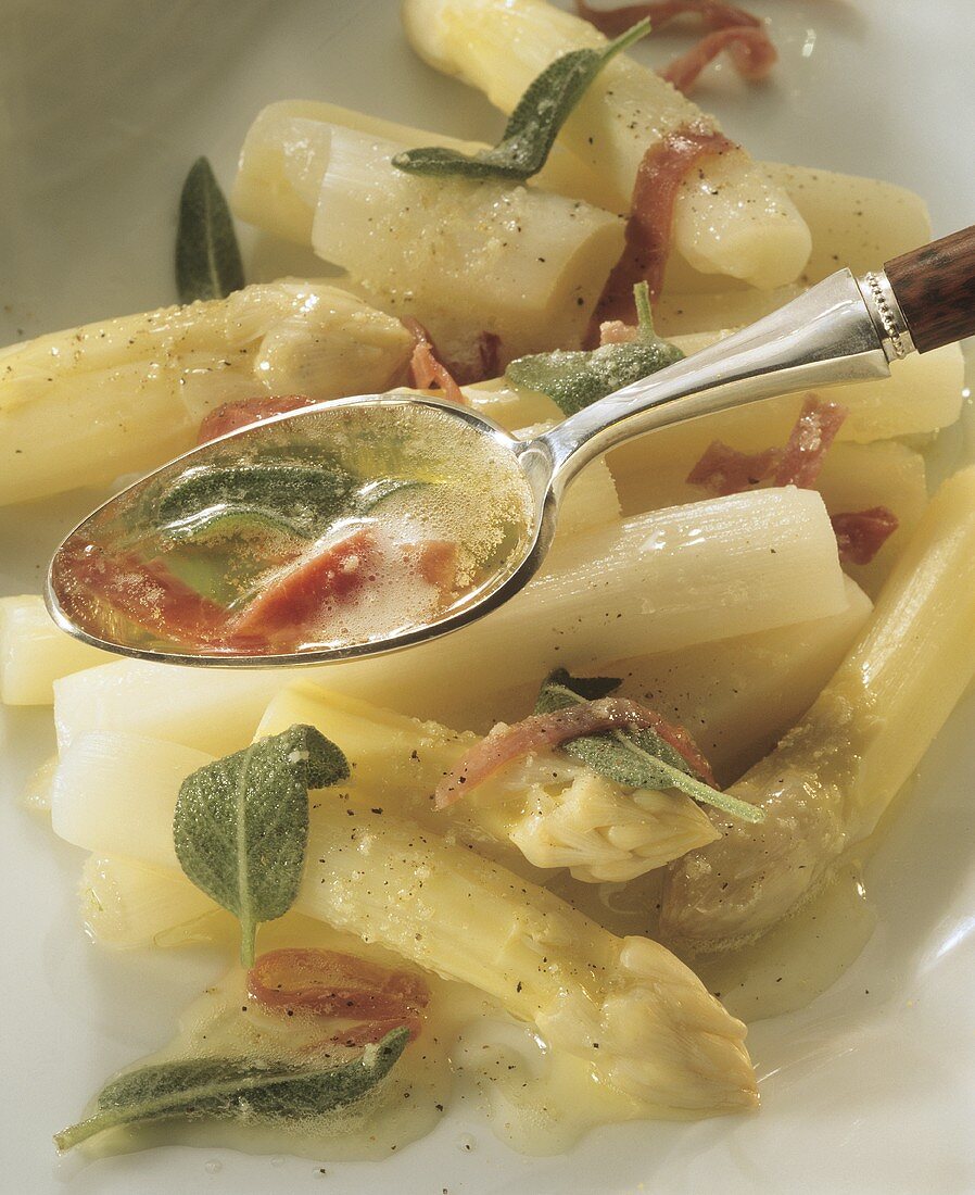 White asparagus with sage butter 