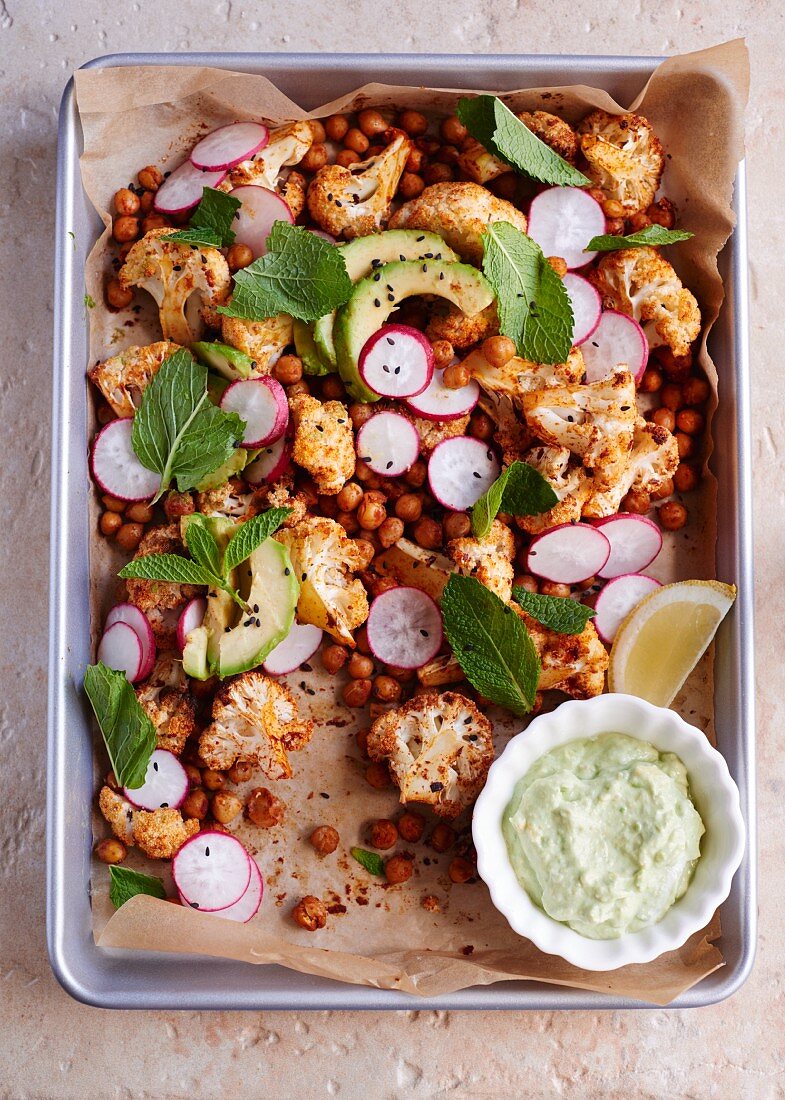 Fried cauliflower with chickpeas