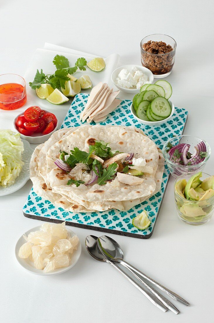 Wraps with various different ingredients