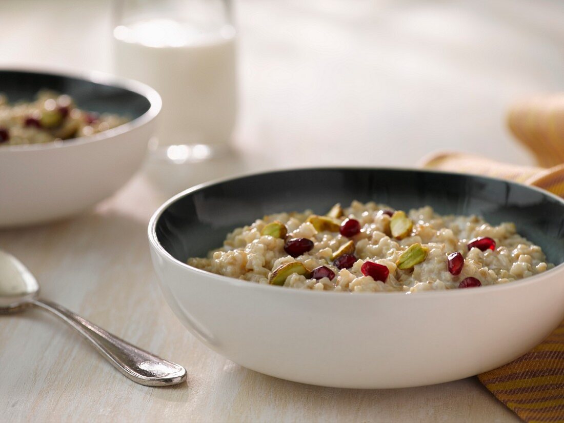 Porridge oats with pomegranate seeds