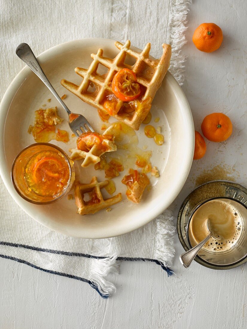Waffles with marmalade